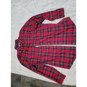 VINTAGE Chaps Ralph Lauren Plaid Button Down Shirt Mens Short Sleeve Red L